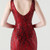 In Stock:Ship in 48 Hours Beautiful Burgundy Tulle Sequins V-neck Party Dress