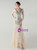 In Stock:Ship in 48 Hours Unique Apricot Silver Tulle Sequins V-neck Party Dress