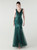 In Stock:Ship in 48 Hours Dark Green Tulle Sequins V-neck Party Dress