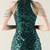 In Stock:Ship in 48 Hours Green Sequins Beading Halter Party Dress