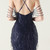 In Stock:Ship in 48 Hours Navy Blue Sequins Beading Halter Party Dress