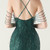 In Stock:Ship in 48 Hours Dark Green Sequins Beading Halter Party Dress