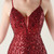 In Stock:Ship in 48 Hours Bugundy Sequins Straps Party Dress