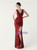 In Stock:Ship in 48 Hours Fashion Burgundy Sequins V-neck Party Dress