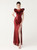 In Stock:Ship in 48 Hours Trendy Burgundy Mermaid Sequins Split Party Dress