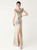 In Stock:Ship in 48 Hours Apricot Silver Mermaid Sequins Split Party Dress