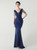 In Stock:Ship in 48 Hours Navy Blue Mermaid V-neck Lace Beading Party Dress