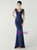In Stock:Ship in 48 Hours Navy Blue Mermaid V-neck Lace Beading Party Dress