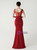 In Stock:Ship in 48 Hours Burgundy Mermaid V-neck Lace Beading Party Dress