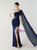 In Stock:Ship in 48 Hours Trendy Navy Blue One Shoulder Split Party Dress