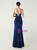 In Stock:Ship in 48 Hours Navy Blue Straps Pleats Beading Party Dress