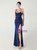 In Stock:Ship in 48 Hours Navy Blue Straps Pleats Beading Party Dress