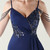 In Stock:Ship in 48 Hours Navy Blue Straps Appliques Beading Party Dress
