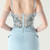 In Stock:Ship in 48 Hours Sky Blue Lace Beading Straps Party Dress