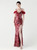 In Stock:Ship in 48 Hours Fancy Burgundy Mermaid Sequins Feather Party Dress