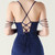 In Stock:Ship in 48 Hours Exciting Navy Blue Mermaid Straps Pleats Party Dress