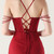 In Stock:Ship in 48 Hours Burgundy Mermaid Straps Pleats Party Dress