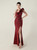 In Stock:Ship in 48 Hours Burgundy Mermaid Sequins Split One Shoulder Party Dress