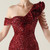 In Stock:Ship in 48 Hours Burgundy Mermaid Sequins Split One Shoulder Party Dress