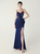 In Stock:Ship in 48 Hours Navy Blue Split Straps Appliques Party Dress