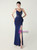 In Stock:Ship in 48 Hours Navy Blue Split Straps Appliques Party Dress