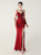 In Stock:Ship in 48 Hours Burgundy Split Straps Appliques Party Dress