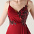 In Stock:Ship in 48 Hours Burgundy Split Straps Appliques Party Dress