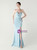 In Stock:Ship in 48 Hours Sky Blue Mermaid Straps Pleats Beading Party Dress
