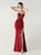 In Stock:Ship in 48 Hours Burgundy Mermaid Straps Pleats Beading Party Dress