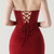 In Stock:Ship in 48 Hours Burgundy Mermaid Straps Pleats Beading Party Dress