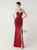 In Stock:Ship in 48 Hours Burgundy Mermaid Straps Pleats Beading Party Dress