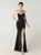 In Stock:Ship in 48 Hours Black Mermaid Straps Pleats Beading Party Dress