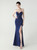 In Stock:Ship in 48 Hours Sexy Navy Blue Mermaid Straps Pleats Party Dress