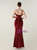 In Stock:Ship in 48 Hours Burgundy Feather Sequins Party Dress