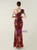 In Stock:Ship in 48 Hours Burgundy Split Sequins One Shoulder Party 