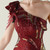 In Stock:Ship in 48 Hours Burgundy Split Sequins One Shoulder Party 