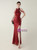 In Stock:Ship in 48 Hours Delicate Burgundy Sequins Halter Beading Party Dress