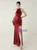 In Stock:Ship in 48 Hours Burgundy Halter Backless Sequins Beading Party Dress