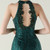 In Stock:Ship in 48 Hours Green Halter Backless Sequins Beading Party Dress