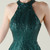 In Stock:Ship in 48 Hours Green Halter Backless Sequins Beading Party Dress