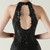 In Stock:Ship in 48 Hours Black Halter Backless Sequins Beading Party Dress