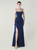 In Stock:Ship in 48 Hours Navy Blue Spaghetti Straps Split Pleats Beading Party Dress