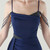 In Stock:Ship in 48 Hours Navy Blue Spaghetti Straps Split Pleats Beading Party Dress