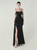 In Stock:Ship in 48 Hours Black Spaghetti Straps Split Pleats Beading Party Dress