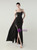 In Stock:Ship in 48 Hours Black Spaghetti Straps Split Pleats Beading Party Dress