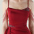 In Stock:Ship in 48 Hours Burgundy Spaghetti Straps Split Pleats Beading Party Dress