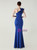 In Stock:Ship in 48 Hours Royal Blue One Shoulder Feather Party Dress