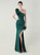 In Stock:Ship in 48 Hours Exquisite Green One Shoulder Feather Party Dress