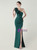 In Stock:Ship in 48 Hours Exquisite Green One Shoulder Feather Party Dress