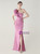 In Stock:Ship in 48 Hours Purple One Shoulder Feather Party Dress